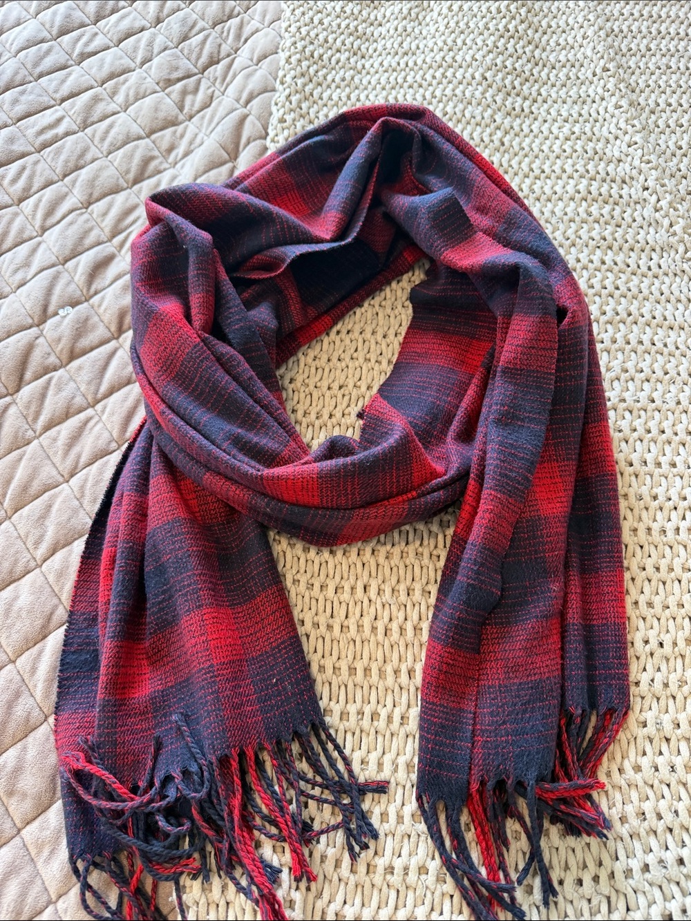 GAP Red and Black Plaid Women's Scarf